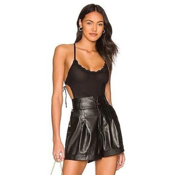 We Are HAH x REVOLVE High Tied Bodysuit in Noir Mesh NWT S - Picture 1 of 11